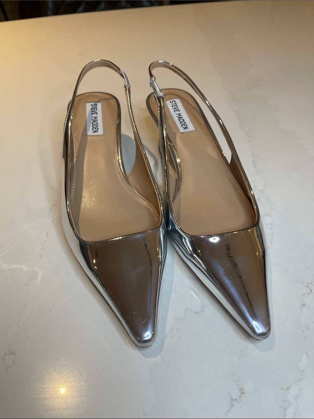 Steve Madden Silver Pointed Slingback Flats - Picture 7 of 8